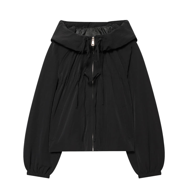 Damen Kapuzen-Cropped-Outdoorjacke mit Tunnelzug und elastischem Saum Drune