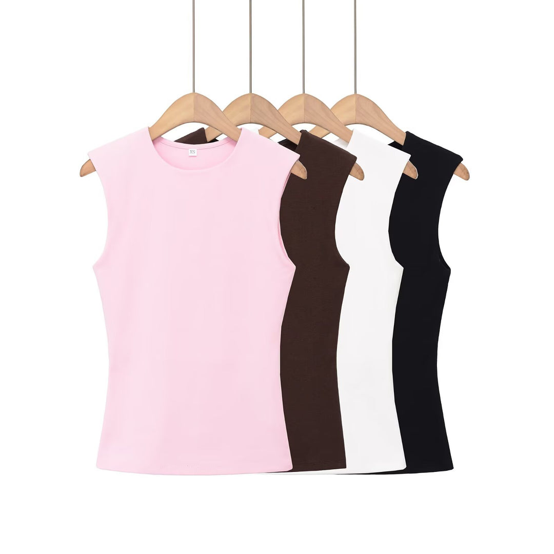 Damen ärmelloses Oberteil mit strukturiertem Look und hochwertiger Baumwolle Drune