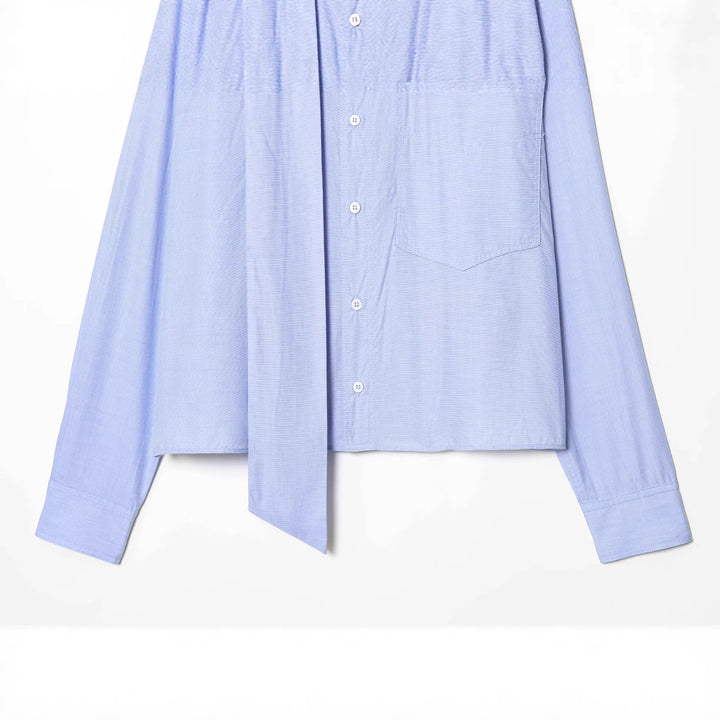 Damen nan oversized Hemdbluse mit dekorativer Schluppe, cropped Boxy-Schnitt und aufgesetzter Brusttasche Drune