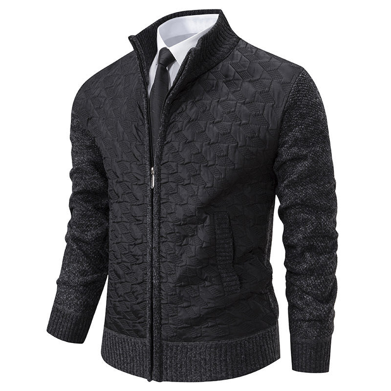 Herren elegante Hybridjacke mit Steppdesign und raffinierten Strickärmeln Drune