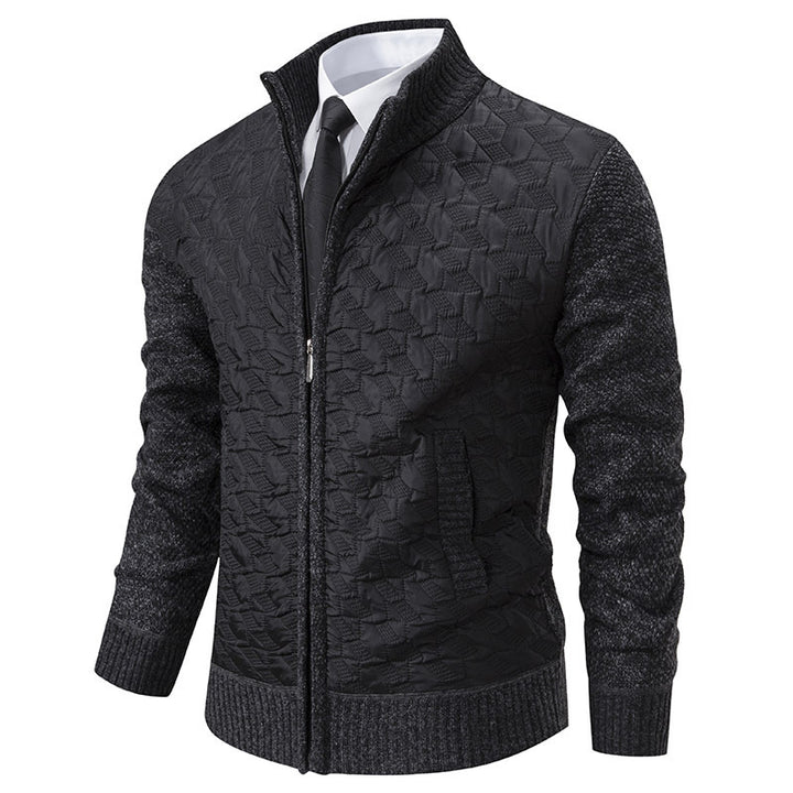 Herren elegante Hybridjacke mit Steppdesign und raffinierten Strickärmeln Drune
