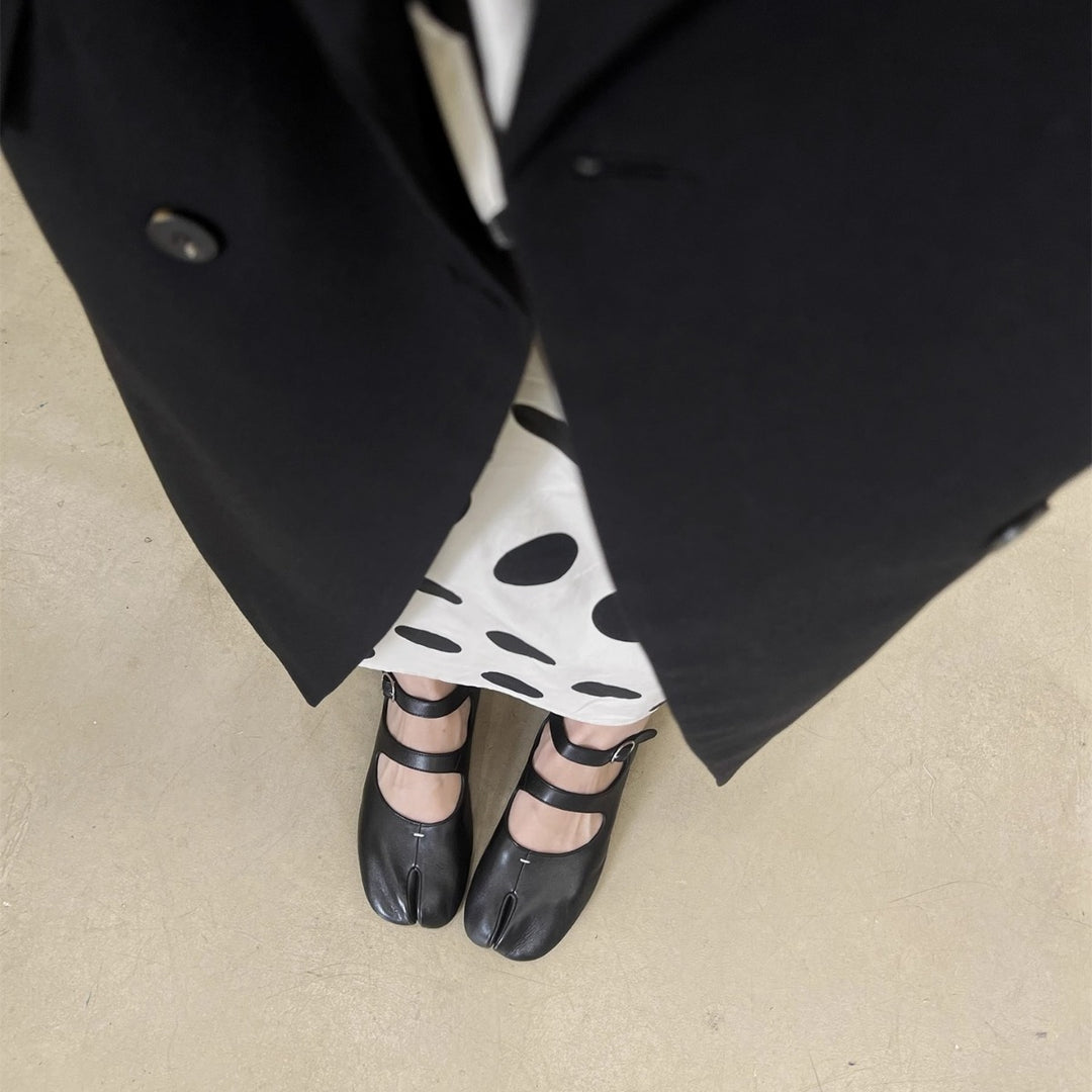 Damen verstellbare Riemen Tabi Ballerinas Drune