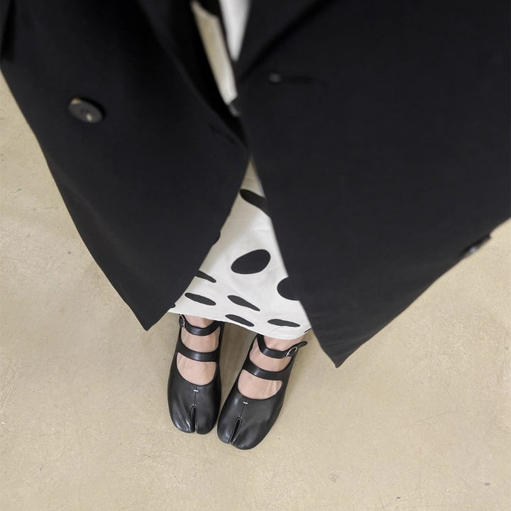 Damen verstellbare Riemen Tabi Ballerinas Drune