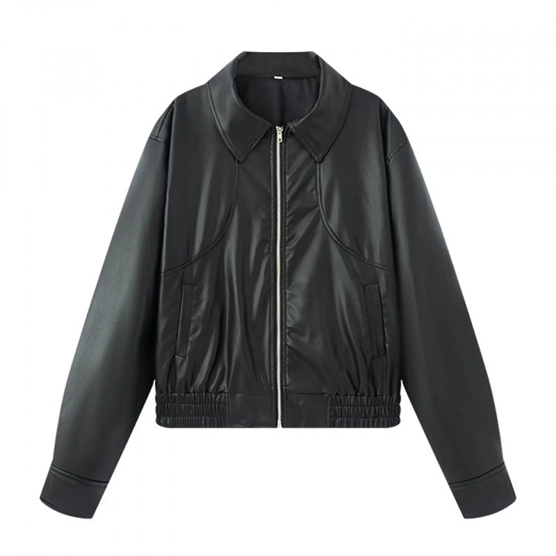 Damen modische Kunstlederjacke mit raffinierter Passform Drune