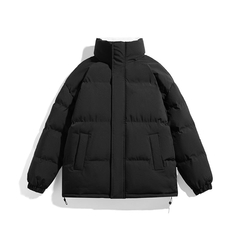 Unisex Boxy-Pufferjacke mit hohem Stehkragen, verdecktem Reißverschluss und verstellbarem Kordelzugsaum Drune