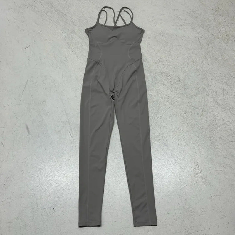 Damen Sportlicher Jumpsuit mit verstellbaren Trägern und körperbetontem Schnitt Drune