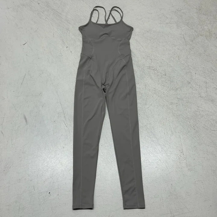 Damen Sportlicher Jumpsuit mit verstellbaren Trägern und körperbetontem Schnitt Drune
