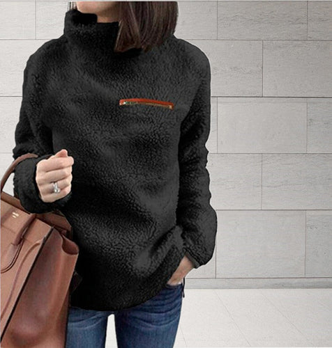 Damen Fleece-Pullover mit hohem Kragen und femininer Passform Drune
