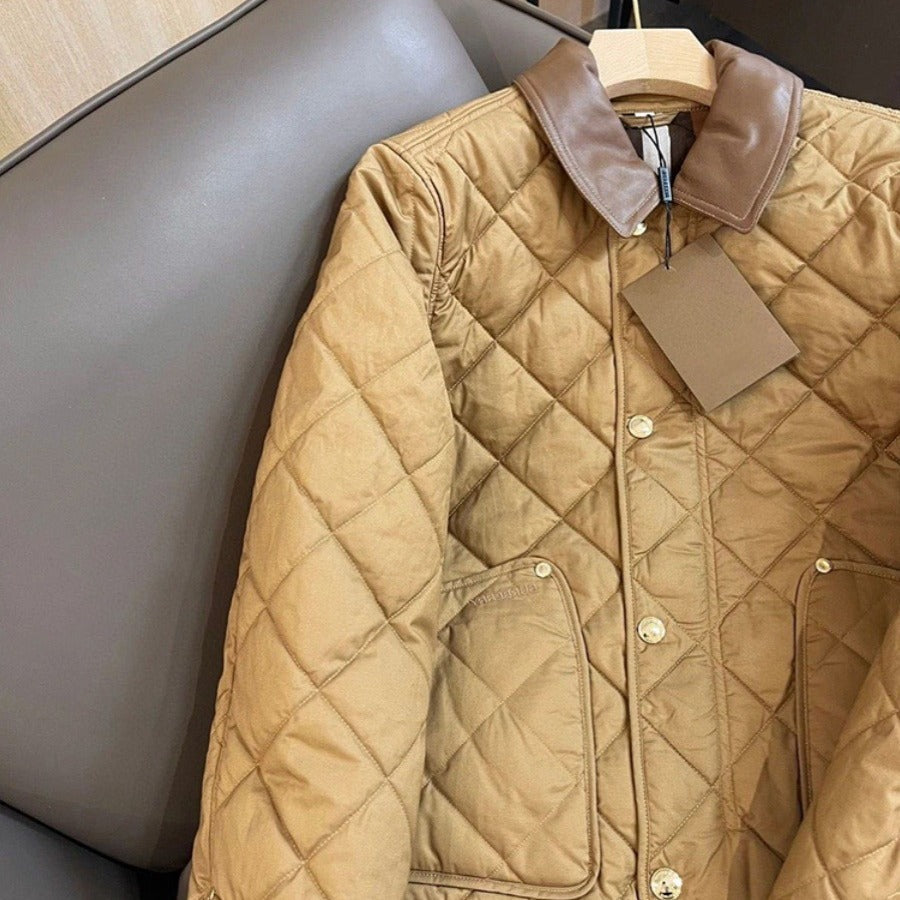 Damen gesteppte Übergangsjacke mit Lederkragen Drune