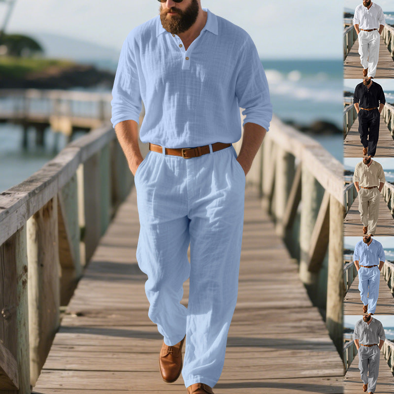 Herren modischer Zweiteiler mit Poloshirt und bequemen Bund Drune