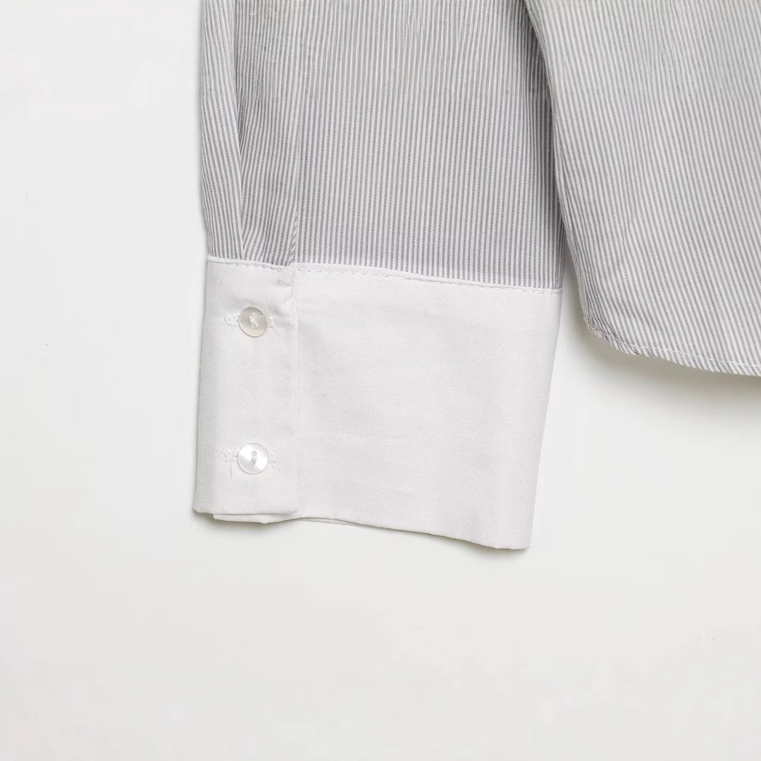 Damen Bluse mit Schleifenkragen und Rüschenblende Drune