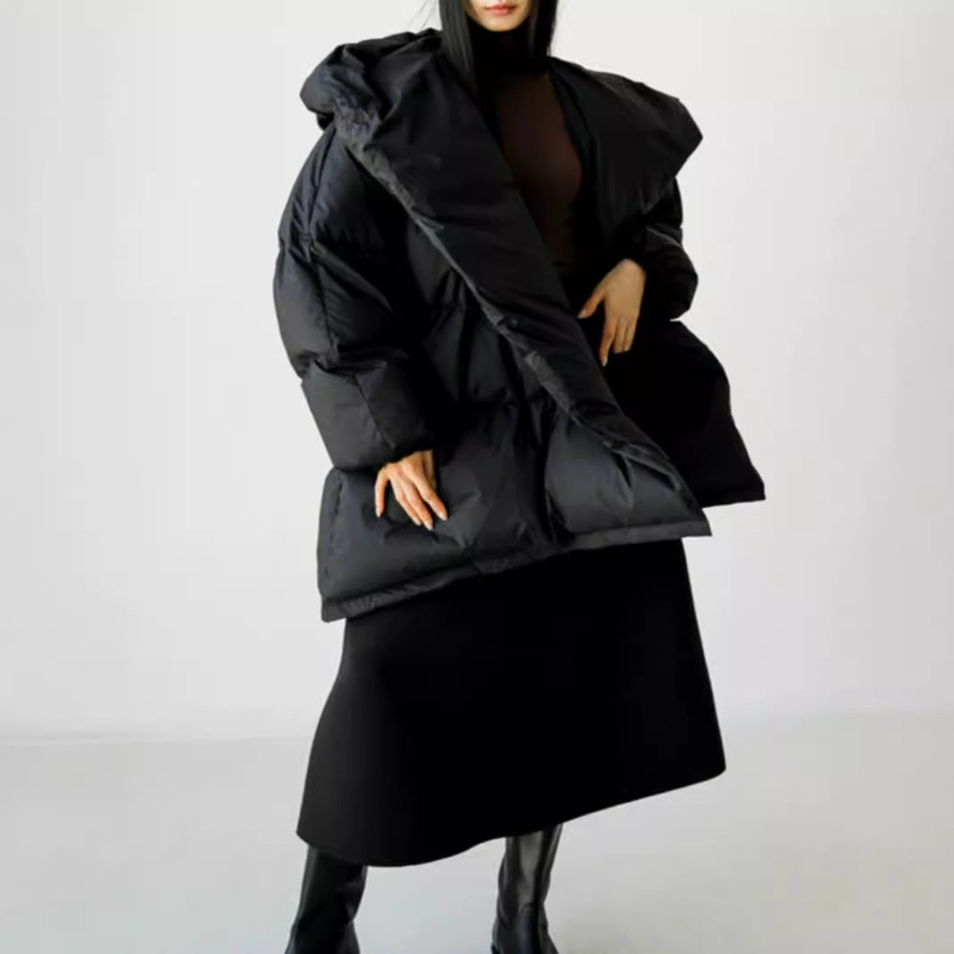 Damen Oversized Stepp-Winterjacke mit XXL-Kapuze und Kordeltaillenband Drune