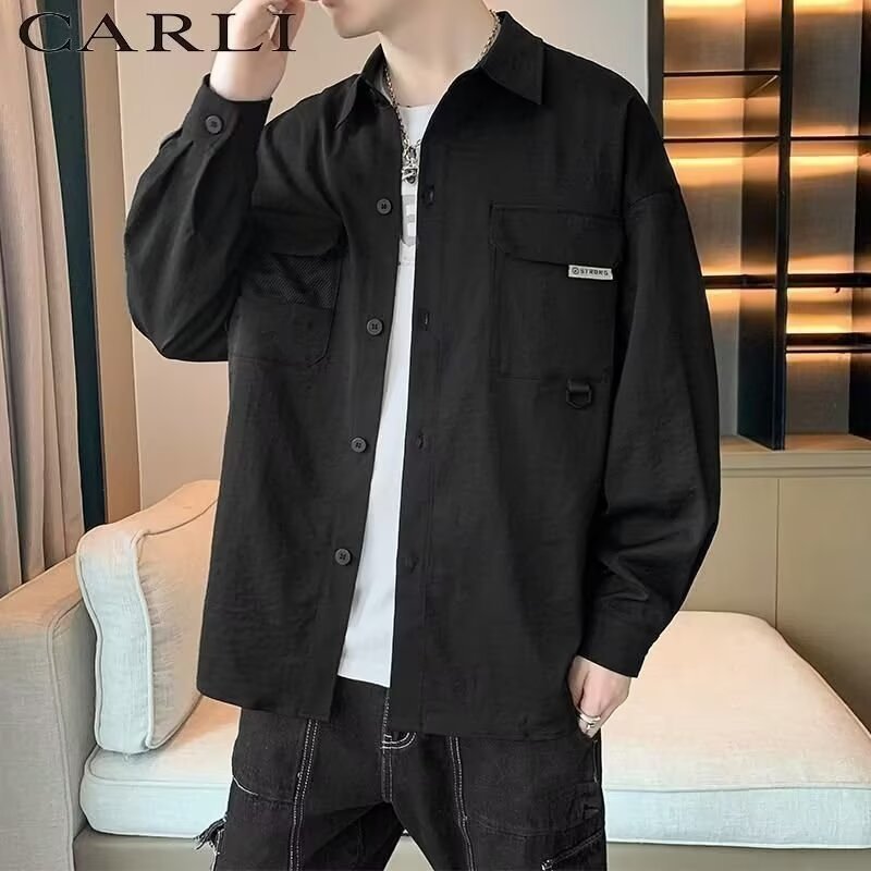 Herren Overshirt-Jacke im Utility-Stil mit aufgesetzten Pattentaschen Drune
