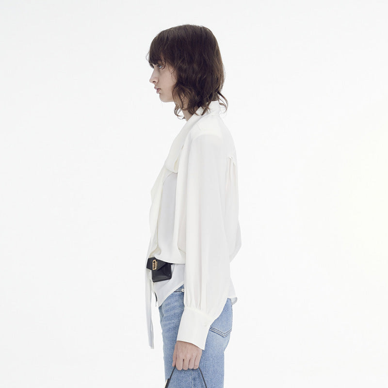 Damen elegante Bluse mit Schluppe und modernen Details Drune