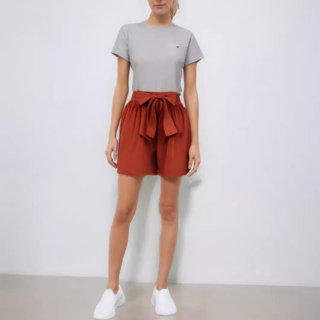 Damen Modische Wickelhose mit Bindegürtel Drune