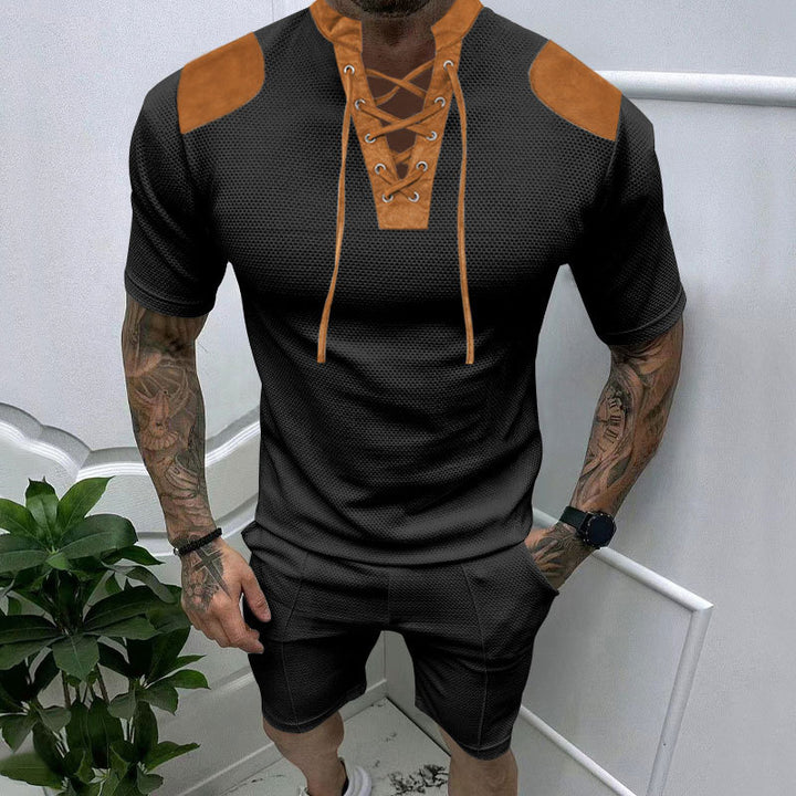 Herren trendiges Sport-T-Shirt mit einzigartigem Schnürdesign und atmungsaktivem Gewebe Drune