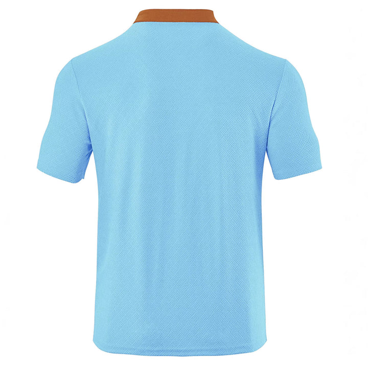 Herren nan schlankes Kurzarm-Henley-Poloshirt mit Mandarin-Kragen und feiner Jacquardstruktur Drune