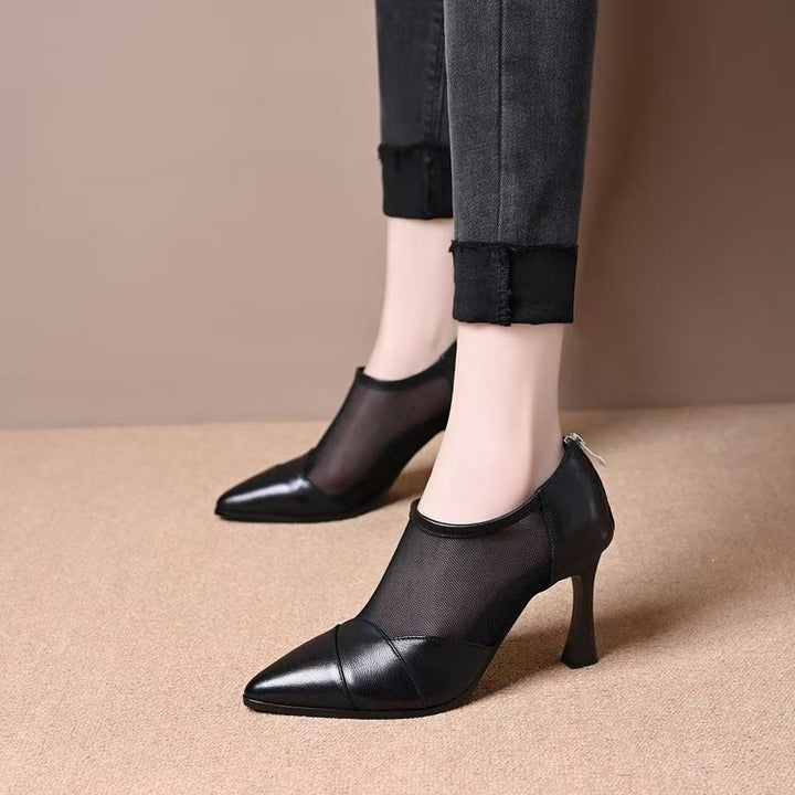 Damen Elegante Spitzer Pumps mit Transparenten Einsätzen Drune