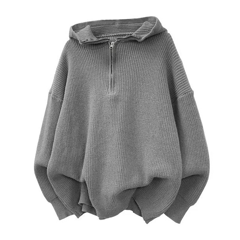 Damen Stilvoller Kapuzenpullover mit Halbreißverschluss Drune