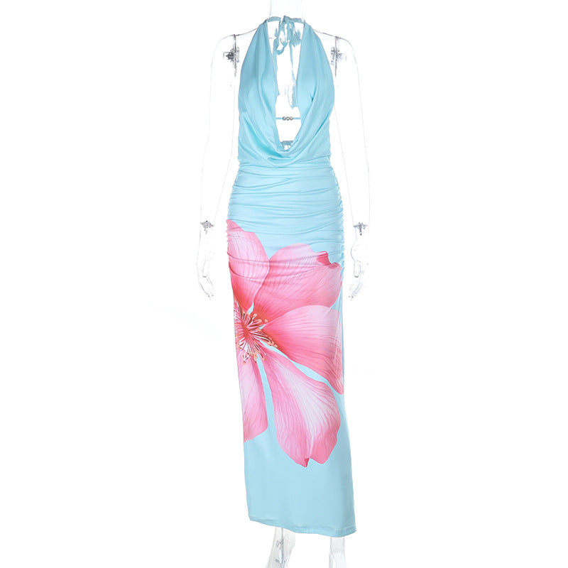 Damen Asymmetrisches Maxikleid mit floralem Druck Drune
