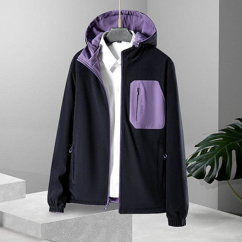 Damen Leichte wasserdichte Softshelljacke mit Kapuze und Brust-Reißverschlusstasche Drune