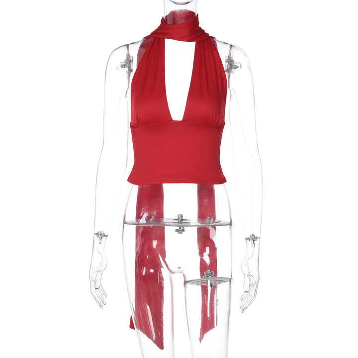 Damen Halterneck-Oberteil mit raffiniertem Schlaufen-Design Drune