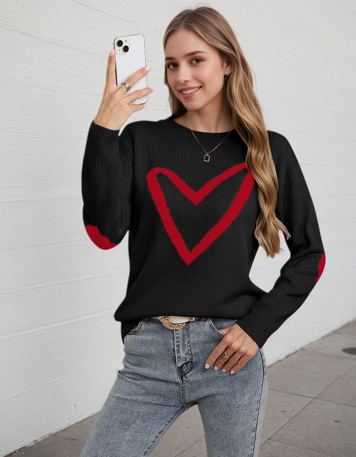 Damen Strickpullover mit Herzmotiv und lässigem Schnitt Drune
