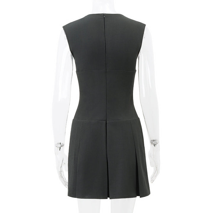 Damen Figurbetontes Minikleid mit tiefem V-Ausschnitt und schwingendem Rock Drune