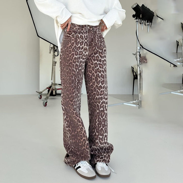 Damen weit geschnittene Jeans im angesagten Leopardenmuster Drune