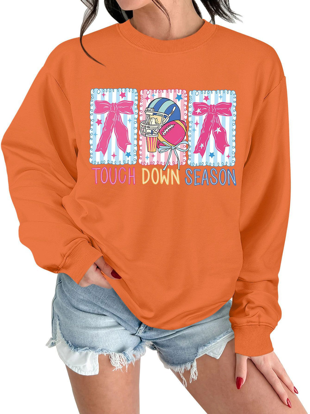 Damen Sweatshirt mit kreativem Football-Motiv und lässigem Schnitt Drune