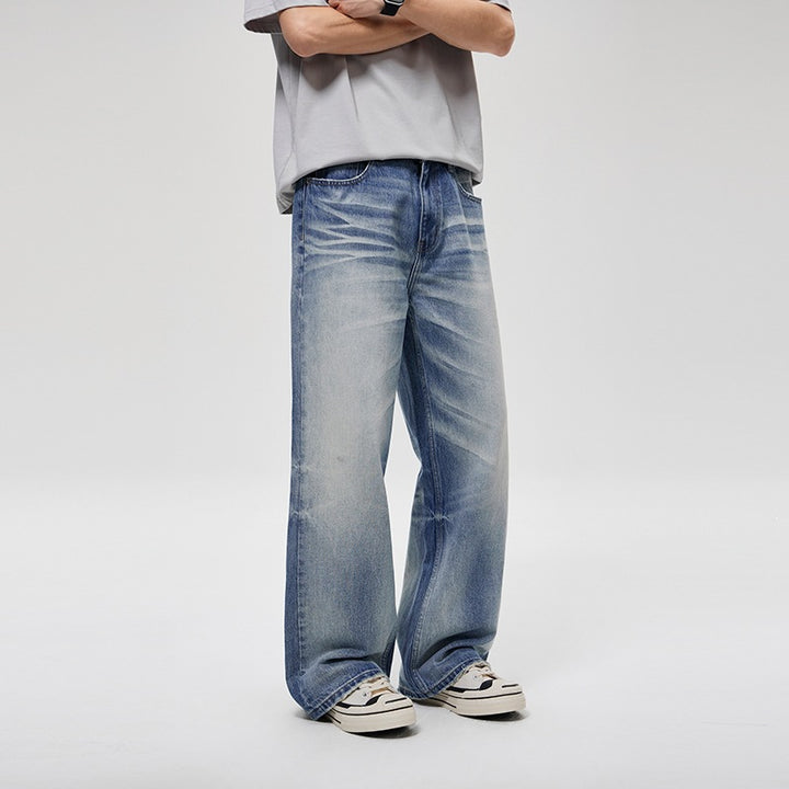Herren Weite Baggy-Jeans im Vintage-Wash mit tiefer Leibhöhe & ausgewaschenen Falten Drune