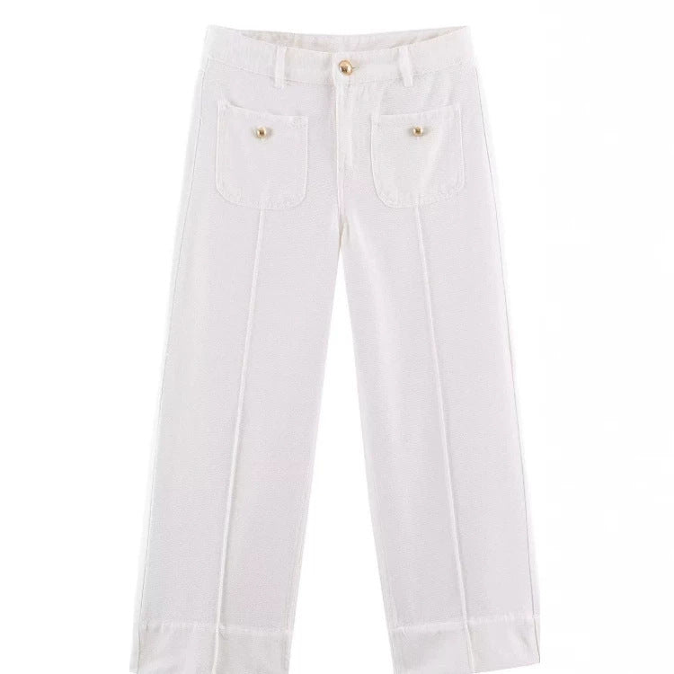 Damen Hochtaillierte Culotte-Hose mit weitem Bein und dekorativem Taillengürtel Drune