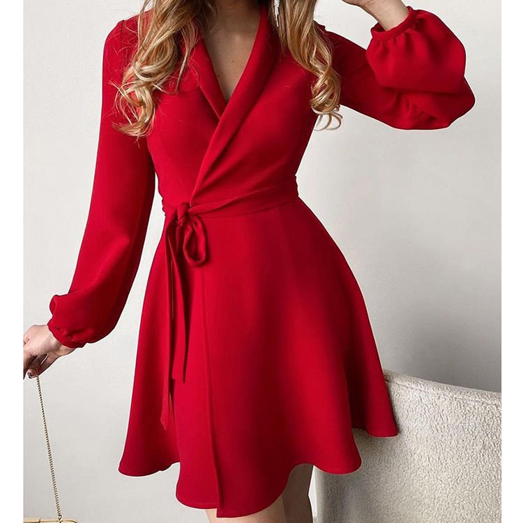 Damen schickes Wickelkleid mit tierischem Muster und langen Ärmeln Drune