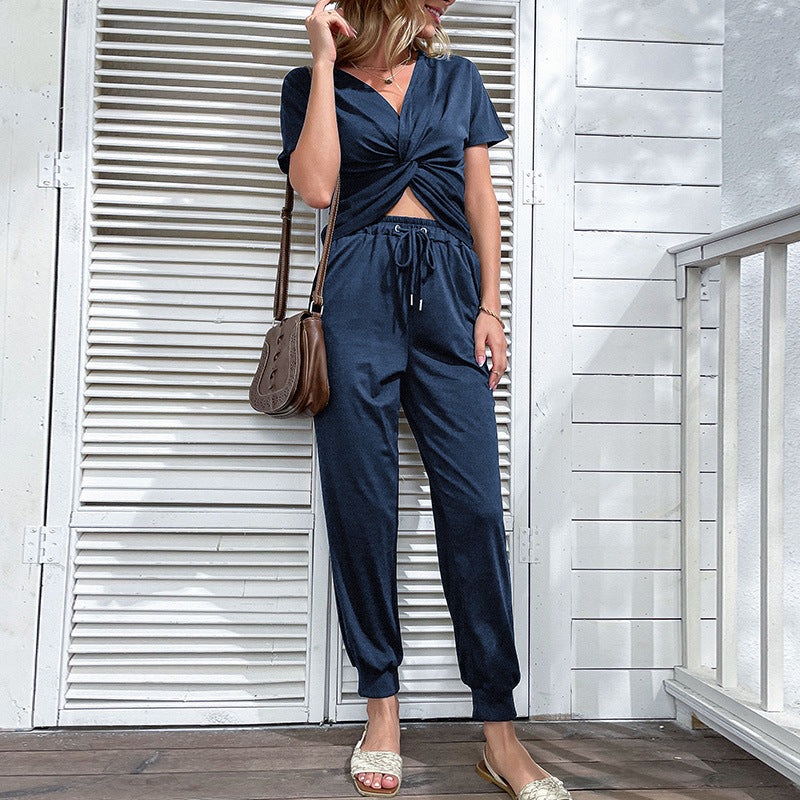 Damen Jumpsuit mit modischem Knoten-Detail und elastischem Bund Drune