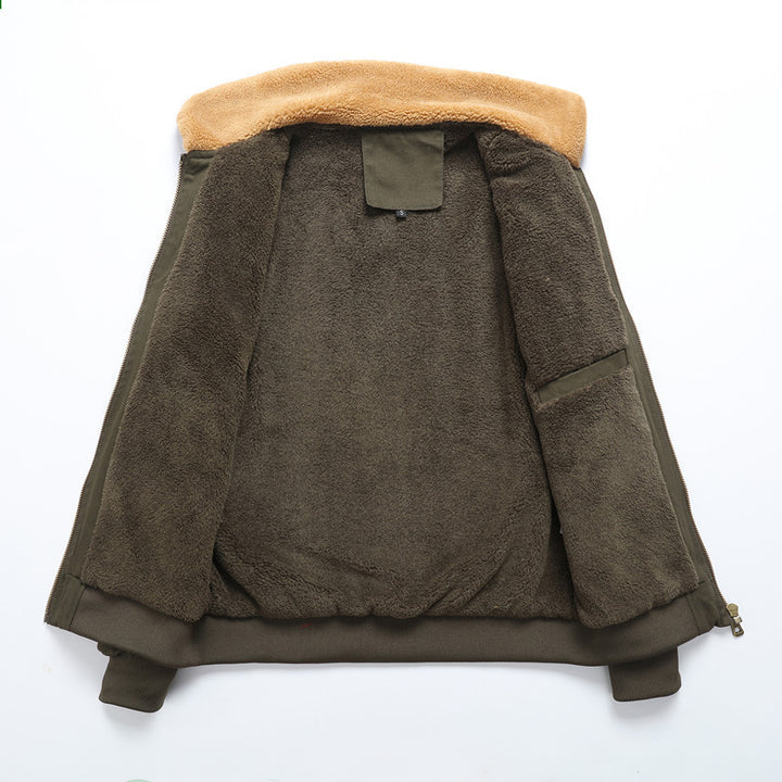 Herren Aviatorjacke mit Sherpa-Kragen, robustem Canvas und Mehrfachtaschen Drune