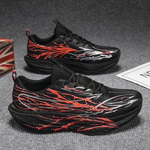 Unisex leichte Performance-Laufschuhe mit gestricktem Obermaterial, reaktiver Hohlkern-Zwischensohle und dynamischem Grafikprint Drune