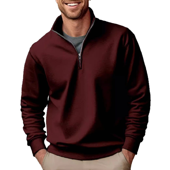 Herren nan Halbzip-Sweatshirt mit Stehkragen und weichem Fleece-Innenfutter Drune
