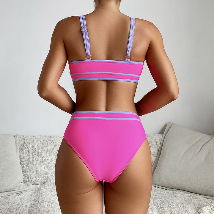 Damen Sportliches Bikini-Set mit Hochbund und Kontrastdetails Drune