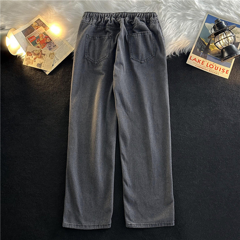 Damen Bequeme Denim-Hose mit elastischem Bund Drune