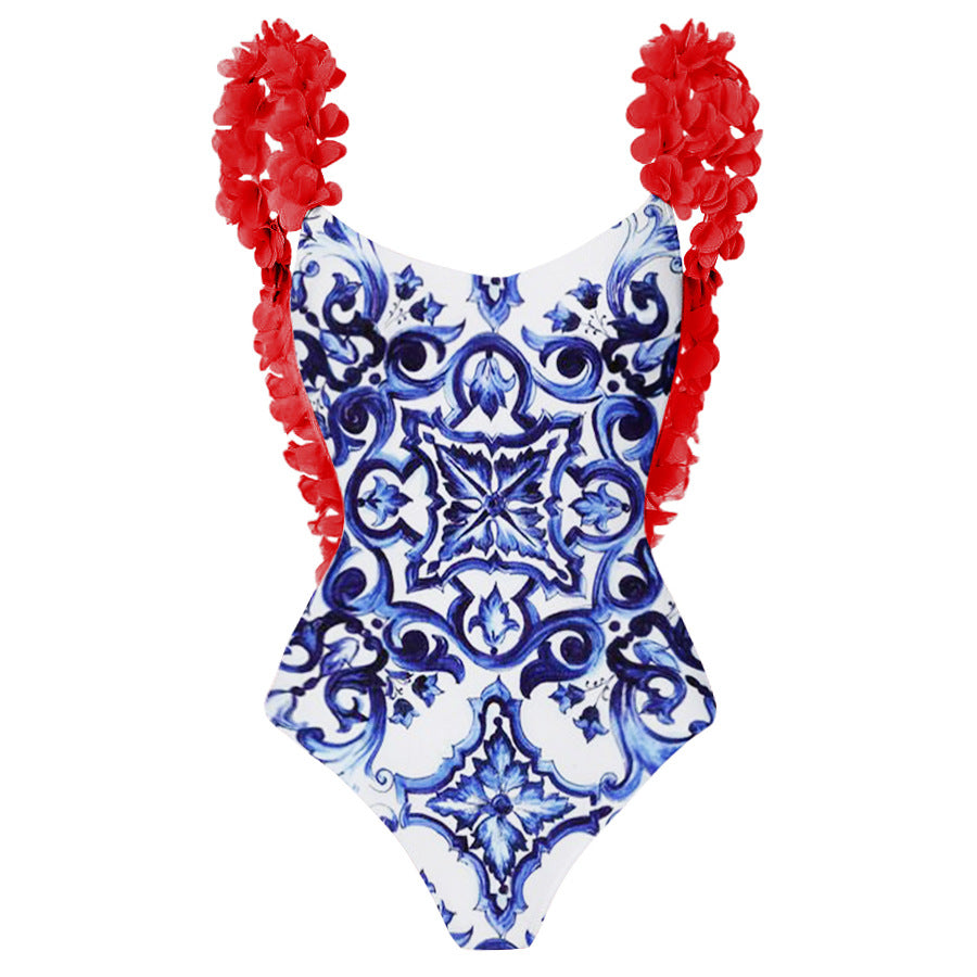 Damen Bikiniset mit floralem Muster und eleganten Rüschendetails Drune