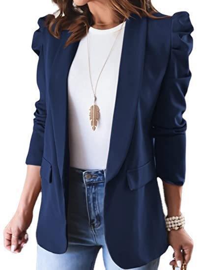 Damen eleganter Blazer mit Puffärmeln und modischem Schnitt Drune