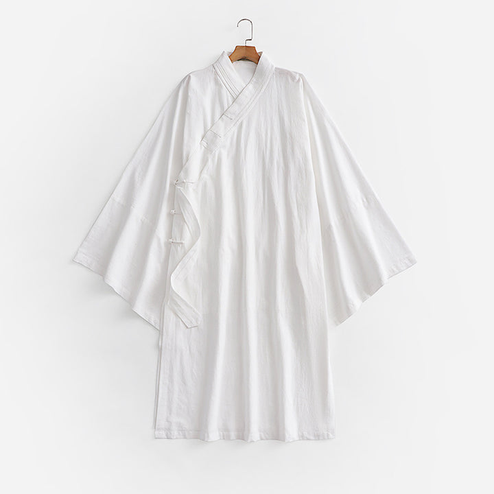 Unisex Oversize Kimono-Mantel mit weitem Ärmel und asymmetrischer Wickelvorderseite Drune