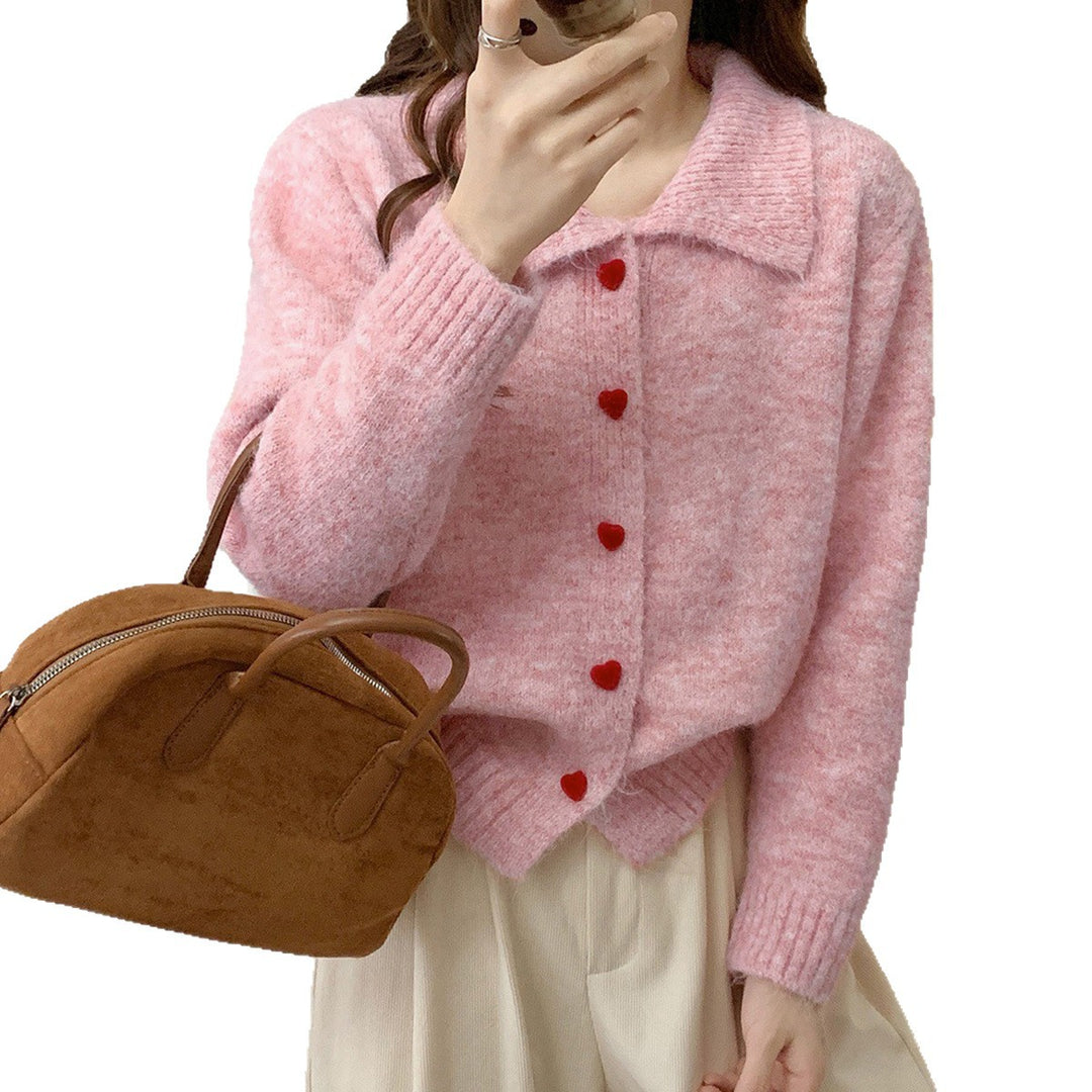 Damen Eleganter Strickcardigan mit Herzen Drune