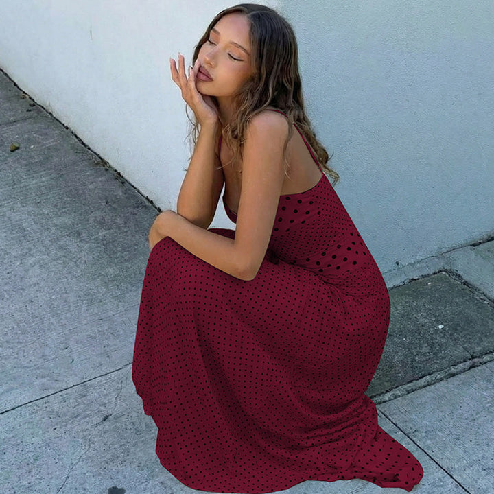 Damen Maxikleid mit verspielten Polka-Dots und schickem Halterdesign Drune