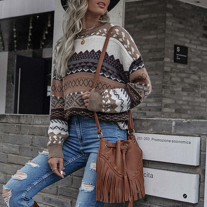 Drune | Geometrischer Strickpullover Mit Stilvollem Muster