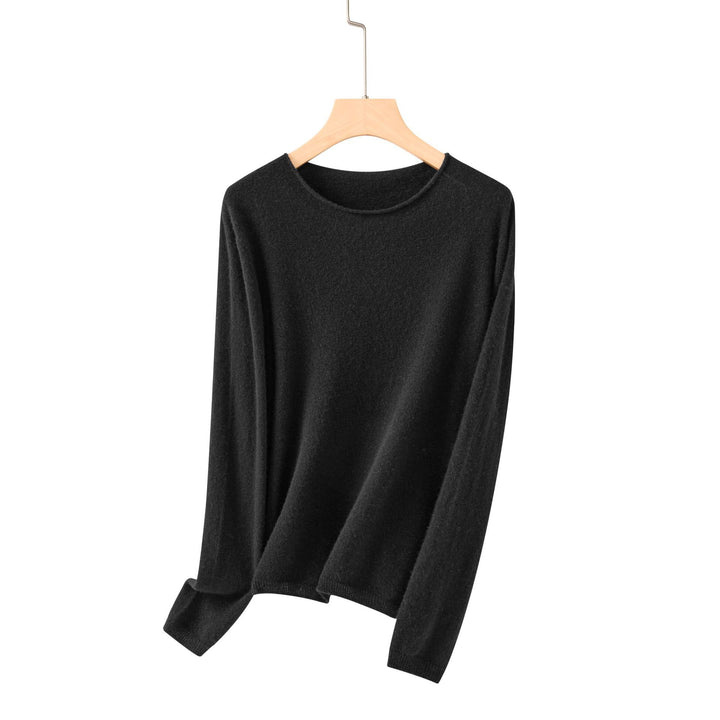 Damen Feiner ultraleichter Rundhalspullover aus Mikrofaser-Feinstrick mit minimalistischer Silhouette Drune