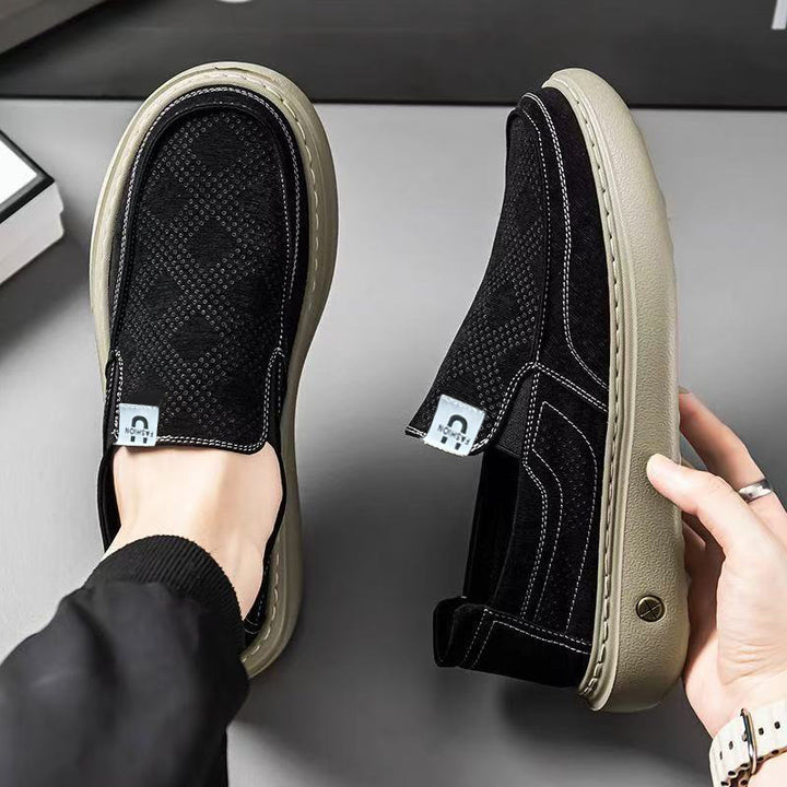 Herren Slip-On Plateau-Sneaker mit perforiertem Veloursleder und gepolstertem Komfortfußbett Drune