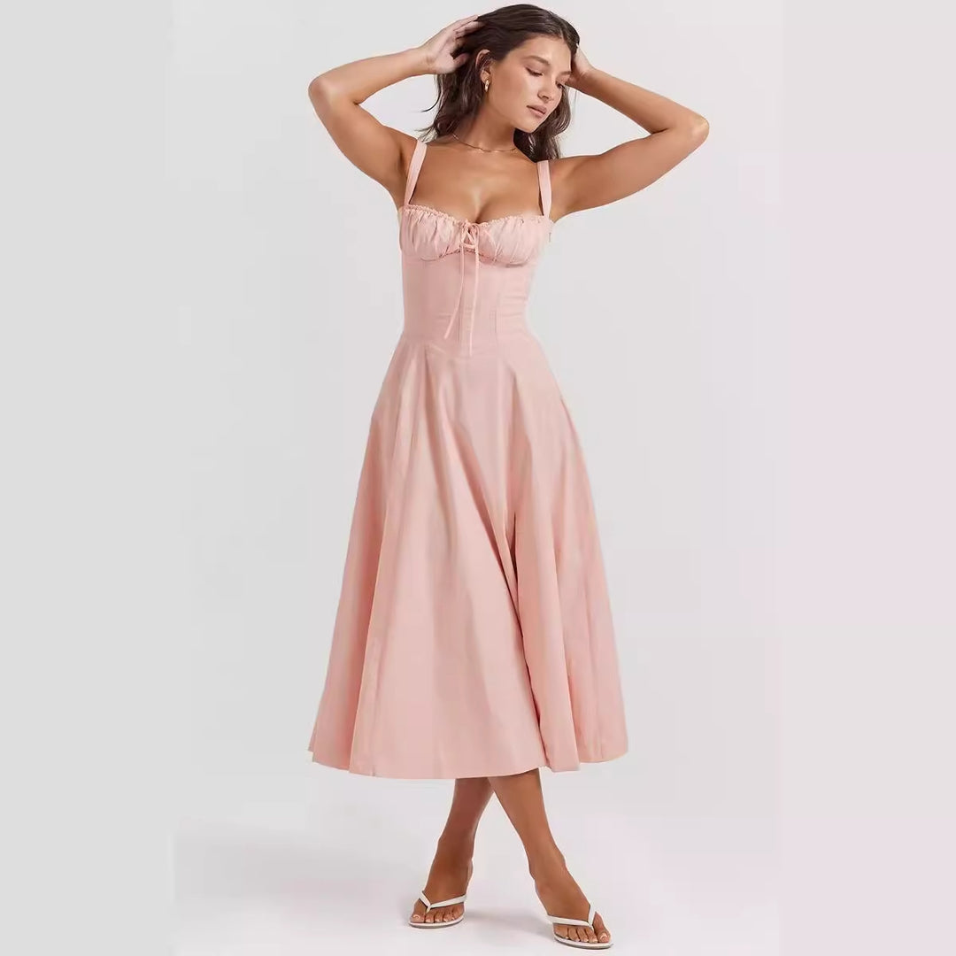 Damen Maxikleid mit gerafftem Oberteil Drune