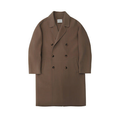 Herren Oversized Wollmantel mit Doppelreiher und Reverskragen Drune