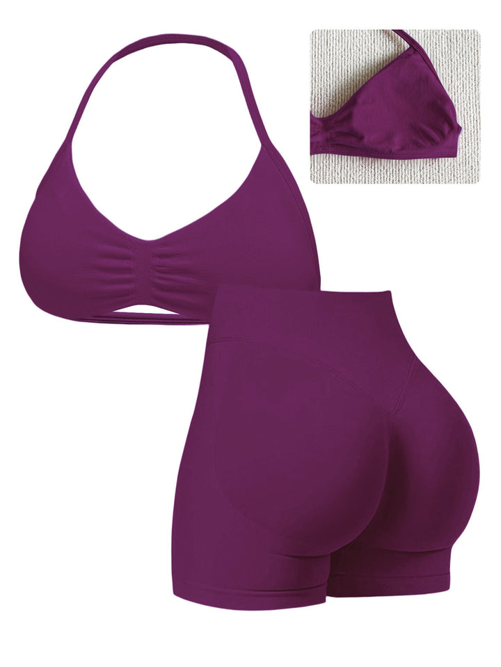 Damen Sport-Bikini-Oberteil mit hoch geschnittenen Shorts und nahtlosem Design Drune